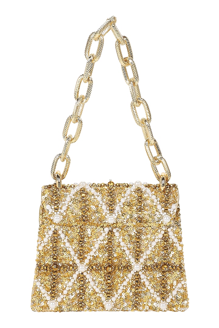 Gold Embellished Mini Bag by The Leather Garden at Pernia's Pop Up Shop