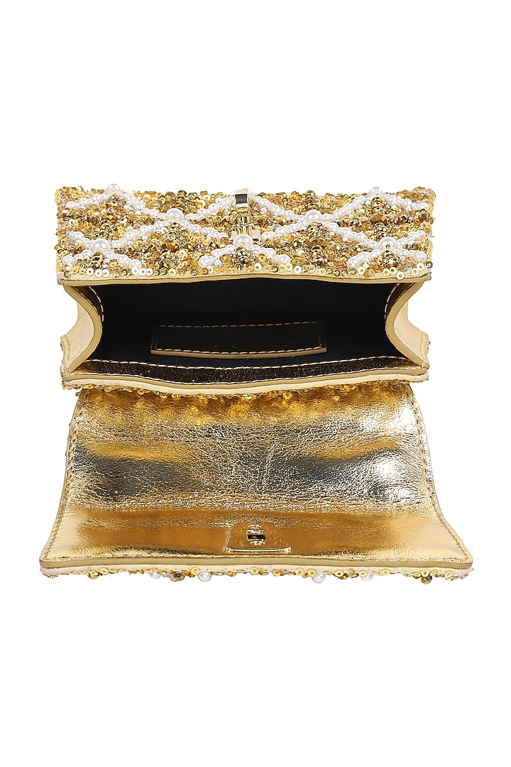 Gold Embellished Mini Bag by The Leather Garden at Pernia's Pop Up Shop