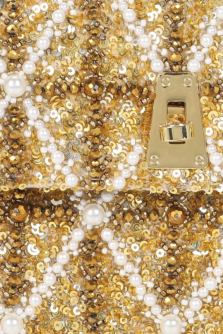 Gold Embellished Mini Bag by The Leather Garden at Pernia's Pop Up Shop