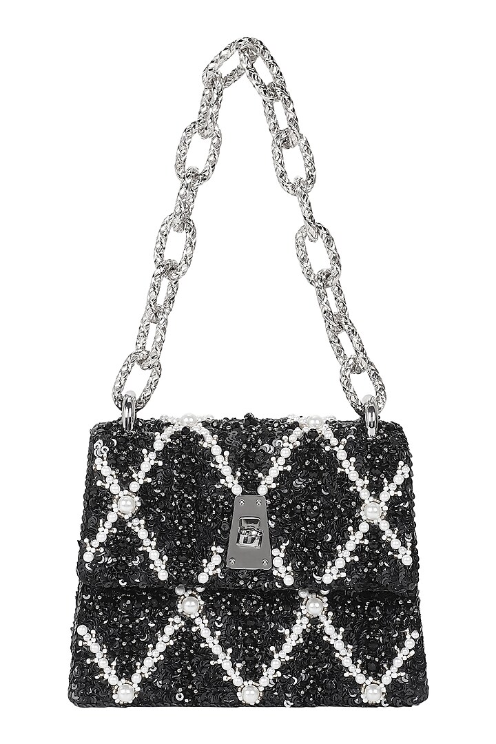 Black Embellished Mini Bag by The Leather Garden at Pernia's Pop Up Shop