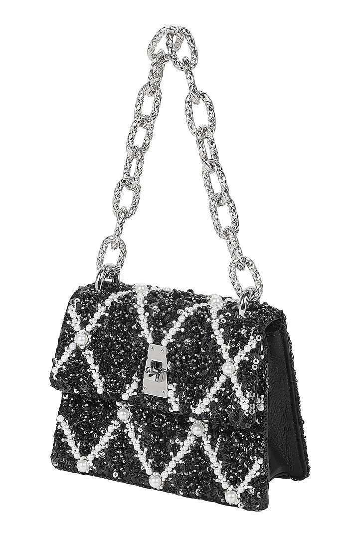 Black Embellished Mini Bag by The Leather Garden at Pernia's Pop Up Shop