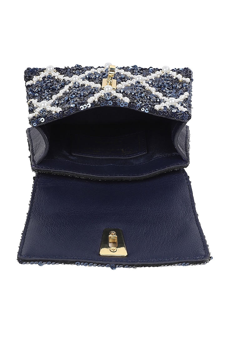 Blue Embellished Mini Bag by The Leather Garden at Pernia's Pop Up Shop