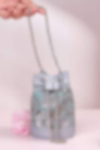 Mint Green Embellished Mini Bucket Bag by The Leather Garden