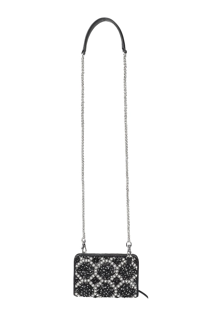Black Embellished Crossbody Bag by The Leather Garden at Pernia's Pop Up Shop