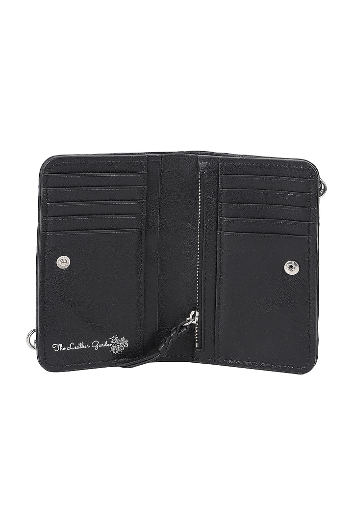Black Embellished Crossbody Bag by The Leather Garden at Pernia's Pop Up Shop