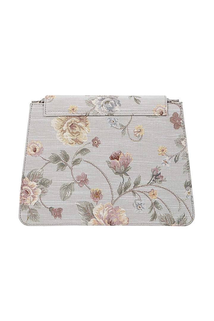 Grey Floral Jacquard Crossbody Bag by The Leather Garden at Pernia's Pop Up Shop
