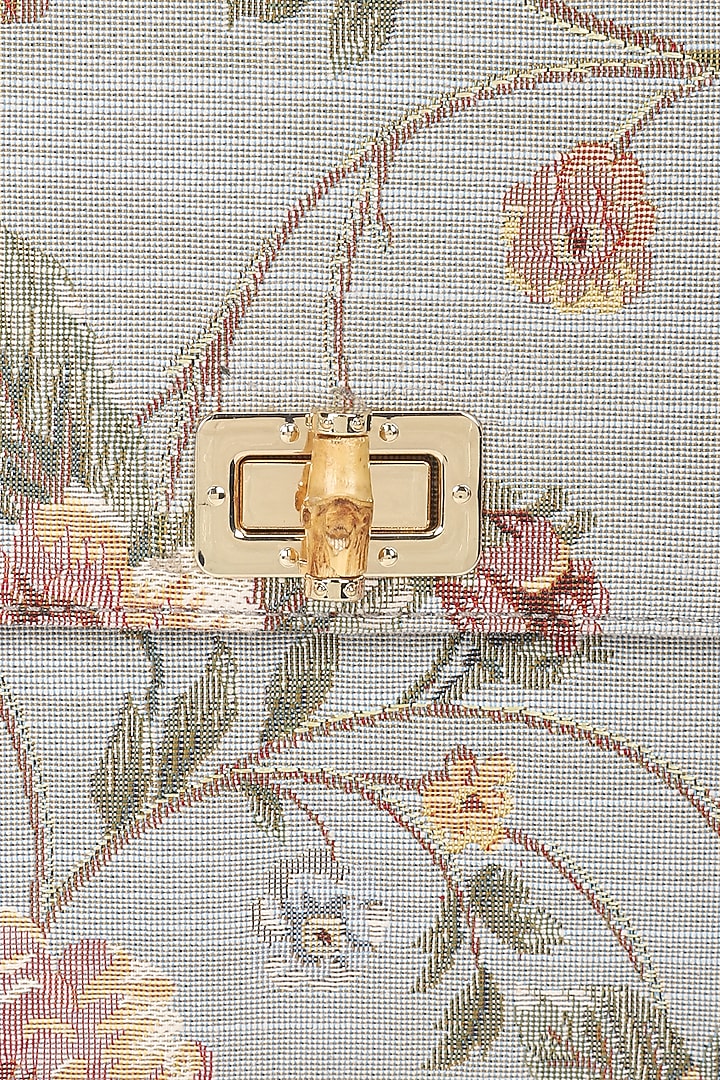 Grey Floral Jacquard Crossbody Bag by The Leather Garden at Pernia's Pop Up Shop
