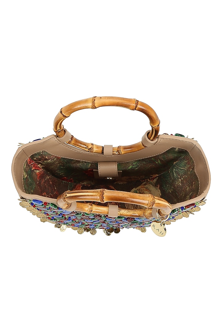 Nude Leather Embellished Potli by The Leather Garden at Pernia's Pop Up Shop