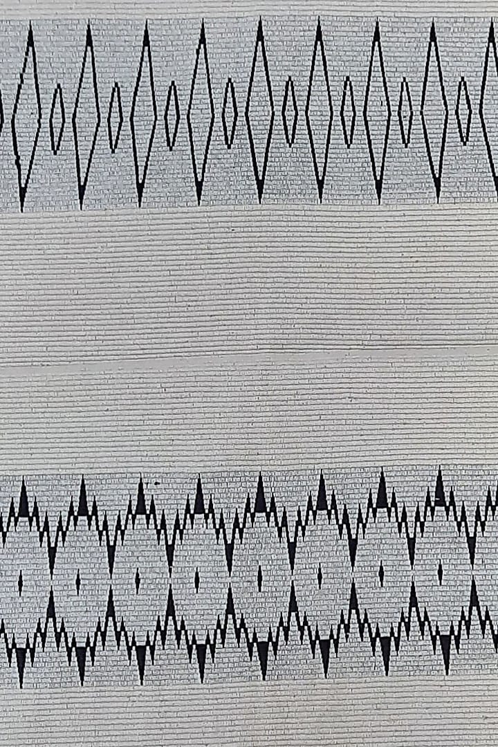 White & Black Cotton Handwoven Table Runner by Lhusalu at Pernia's Pop Up Shop