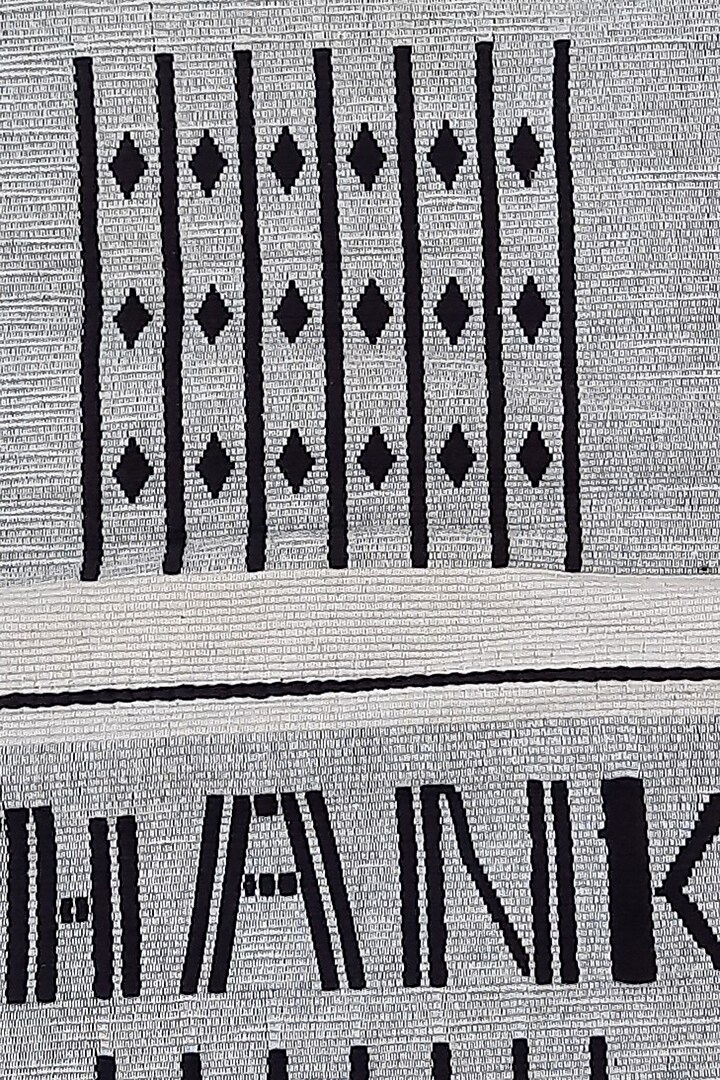 Black & White Handwoven Cotton Table Runner by Lhusalu at Pernia's Pop Up Shop