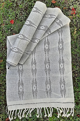 Black & White Cotton Table Runner by Lhusalu