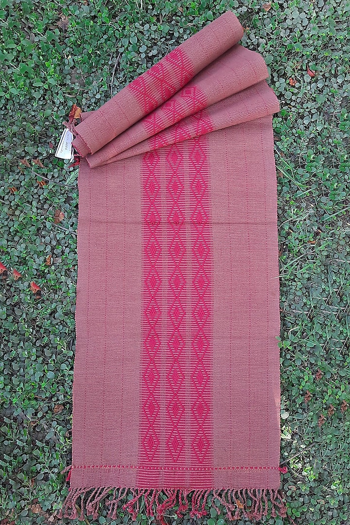 Red Cotton Table Runner by Lhusalu