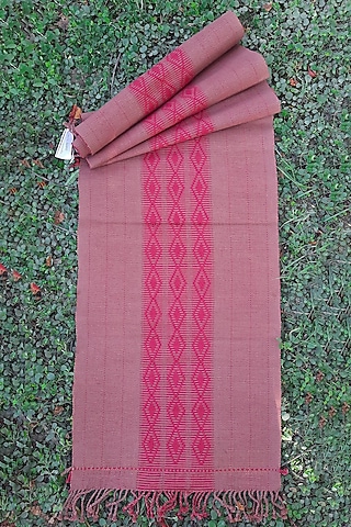 Red Cotton Table Runner by Lhusalu