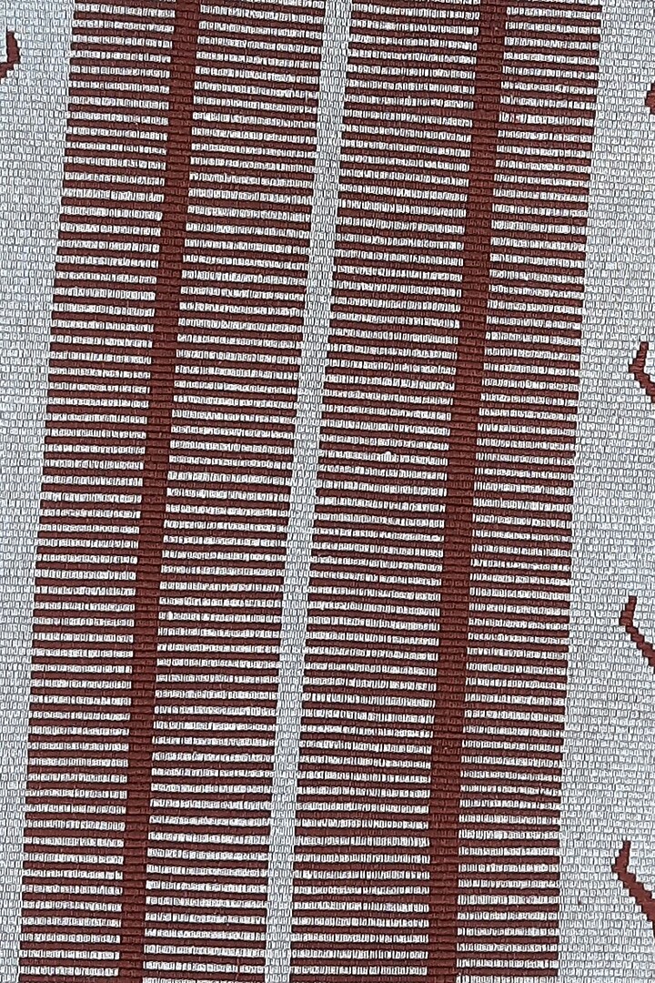 White & Brown Cotton Handwoven Table Runner by Lhusalu at Pernia's Pop Up Shop