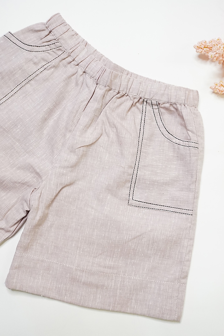 Onion Pink Linen & Lyocell Shorts For Girls by Lilvin Comfy Wear at Pernia's Pop Up Shop