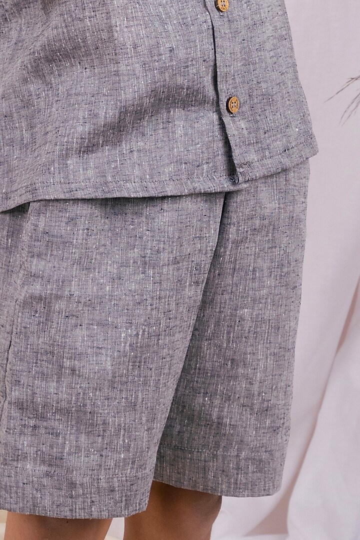 Dark Grey Linen & Lyocell Co-Ord For Boys by Lilvin Comfy Wear at Pernia's Pop Up Shop