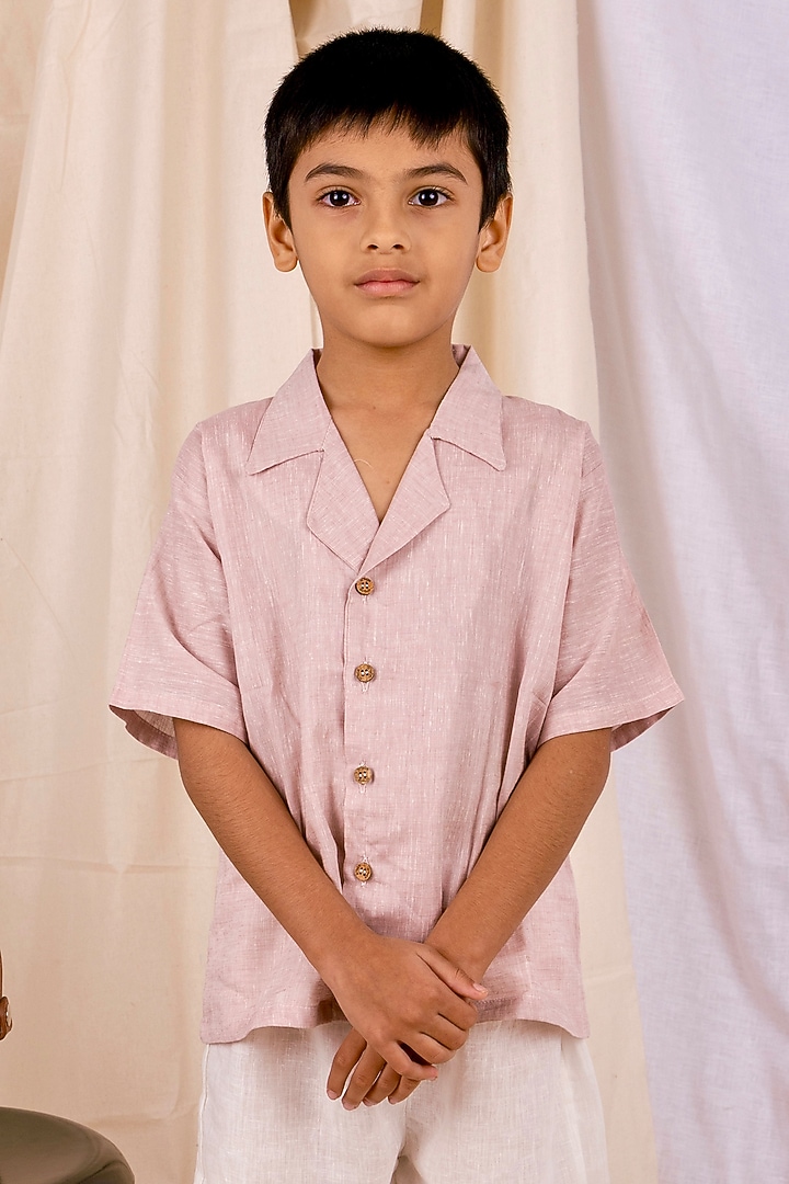 Onion Pink Linen & Lyocell Co-Ord For Boys by Lilvin Comfy Wear at Pernia's Pop Up Shop