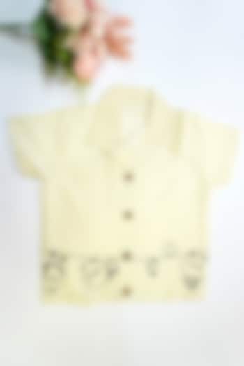 Lemon Yellow Linen & Lyocell Hand Painted Shirt For Boys by Lilvin Comfy Wear