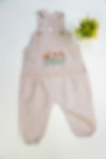 Onion Pink Linen & Lyocell Hand Embroidered Jumpsuit For Girls by Lilvin Comfy Wear