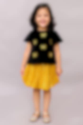 Golden Cotton & Velvet Embroidered Co-Ord Set by Lil Drama at Pernia's Pop Up Shop