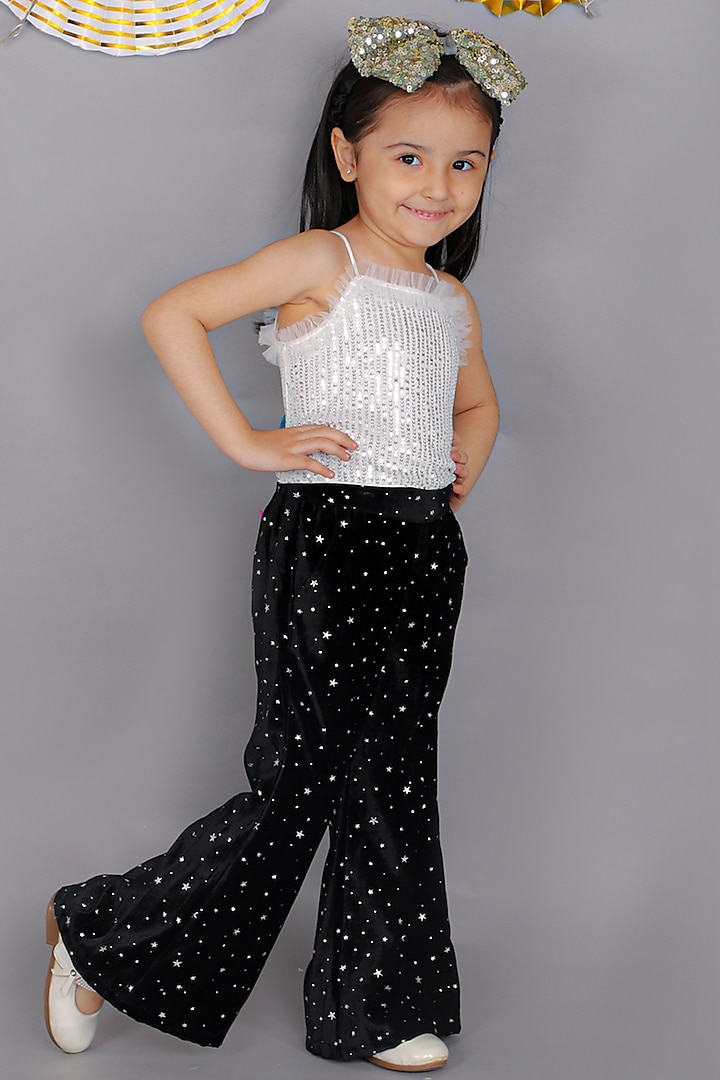 White Sequins Co-ord Set For Girls by Lil Drama