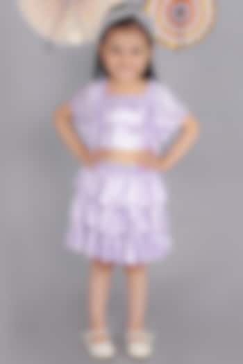 Lavender Polyester Tiered Skirt Set For Girls by Lil Drama