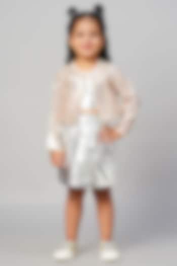Gold Sequins Polyester Jacket Set For Girls by Lil Drama