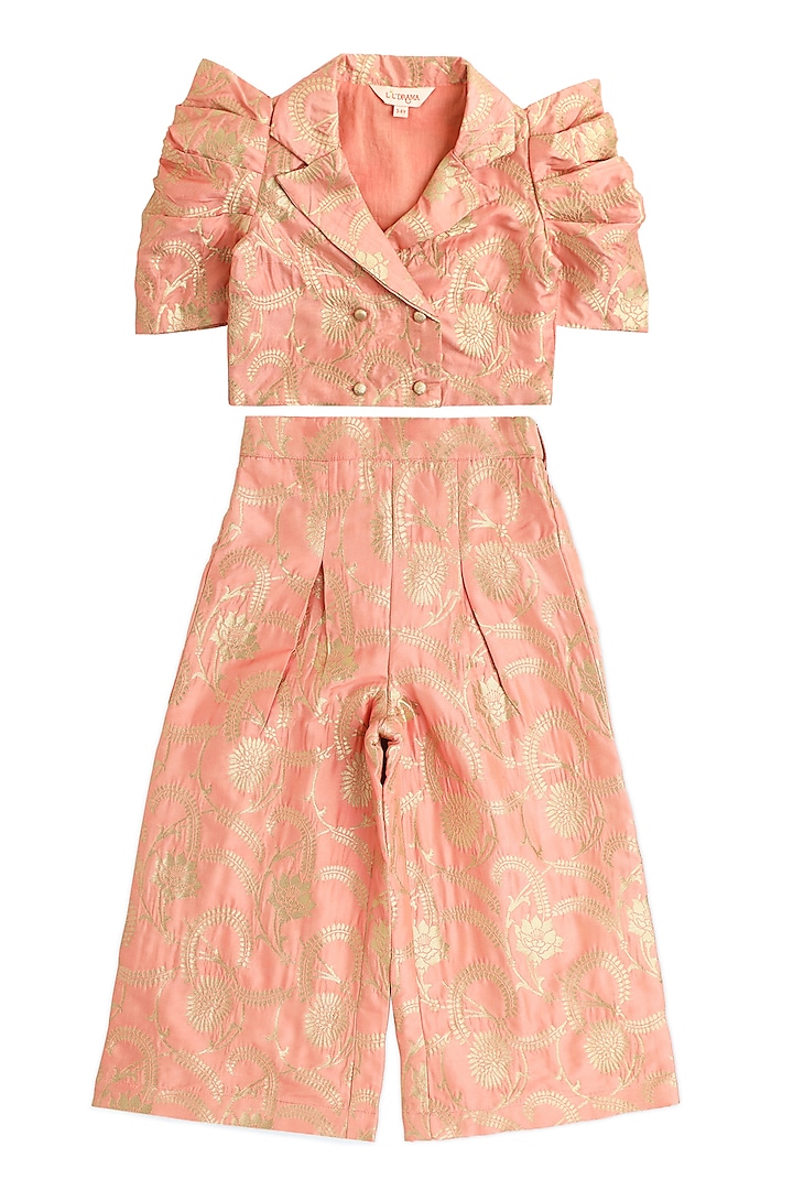 Peach Polyester Floral Printed Co-Ord Set by Lil Drama