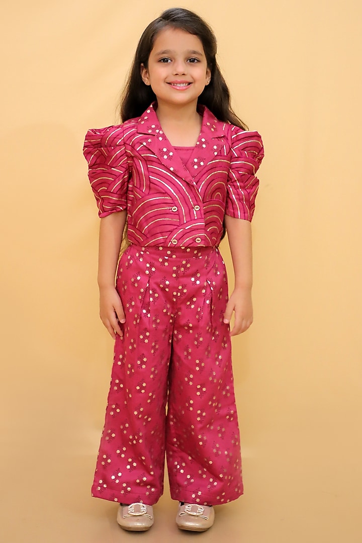 Wine Cotton Co-Ord Set For Girls by Lil Drama at Pernia's Pop Up Shop
