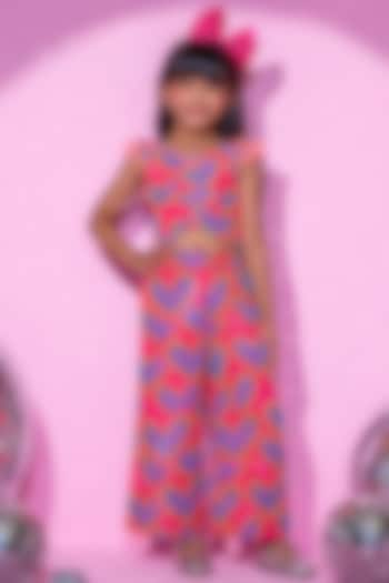 Peach Polyester Printed Co-Ord Set For Girls by Lil Drama at Pernia's Pop Up Shop