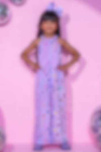 Purple Polyester Printed Jumpsuit For Girls by Lil Drama at Pernia's Pop Up Shop