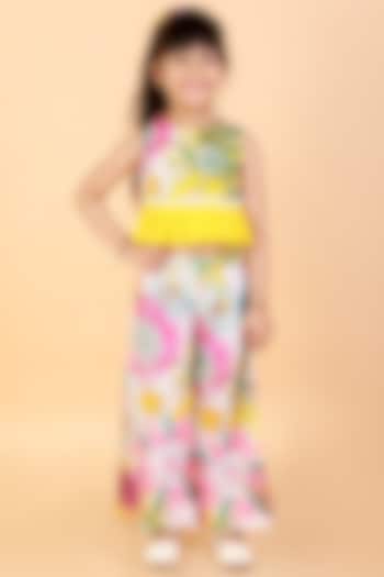 Multi-Colored Printed Pant Set For Girls by Lil Drama