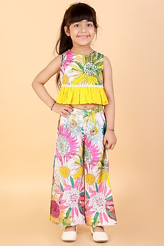 Multi-Colored Printed Pant Set For Girls by Lil Drama