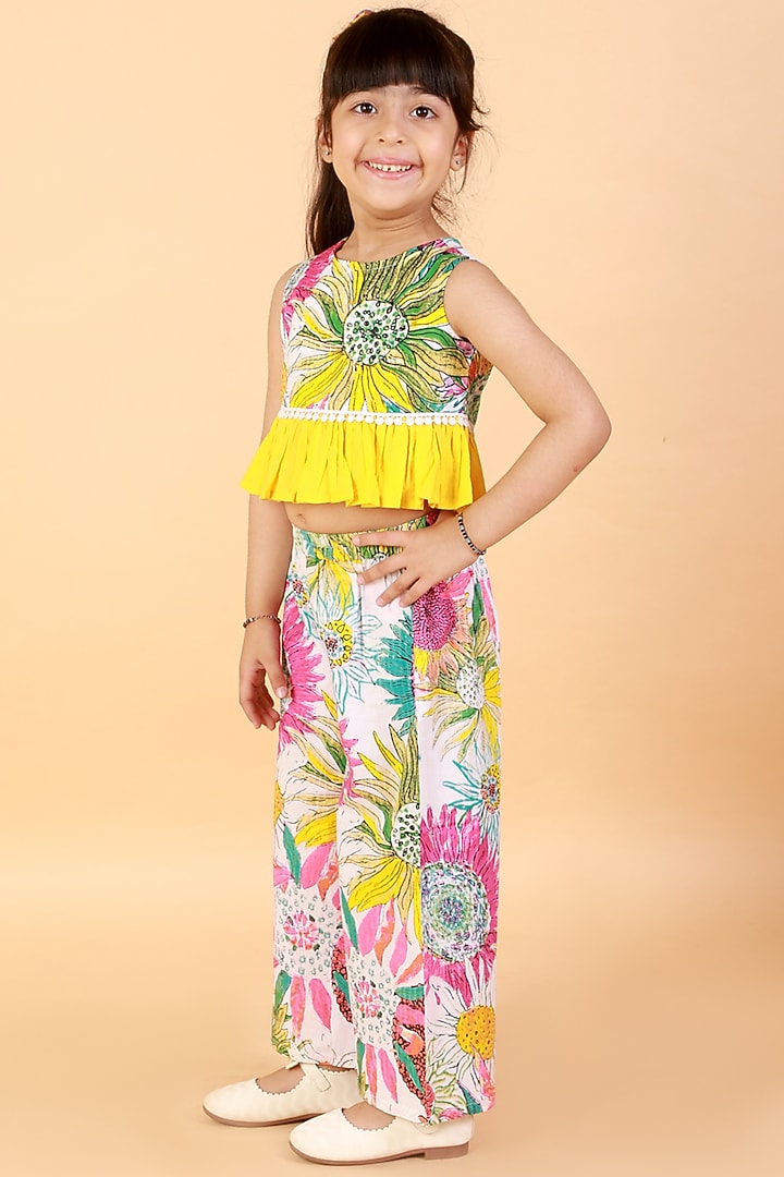 Multi-Colored Printed Pant Set For Girls by Lil Drama at Pernia's Pop Up Shop