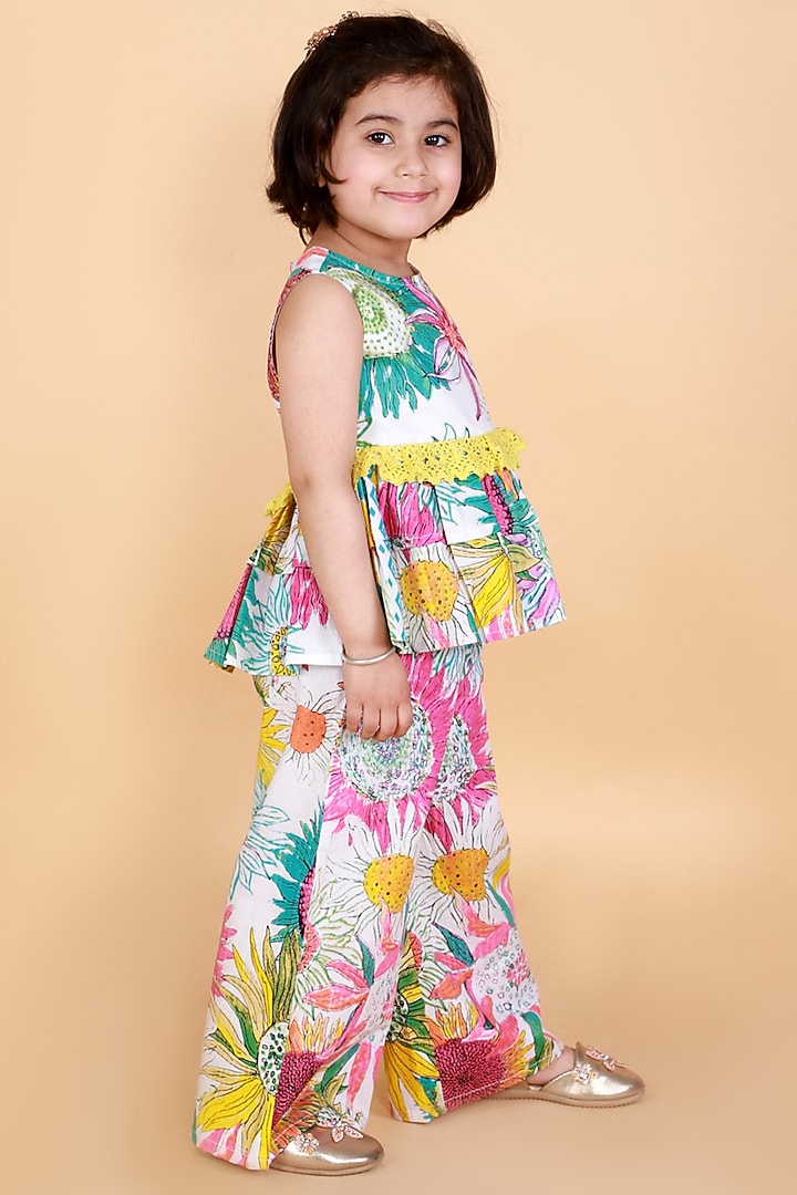 Multi-Colored Pant Set With Print For Girls by Lil Drama at Pernia's Pop Up Shop