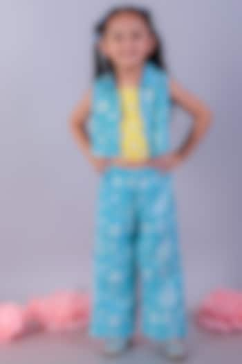 Blue Cotton Printed Co-Ord Set For Girls by Lil Drama at Pernia's Pop Up Shop