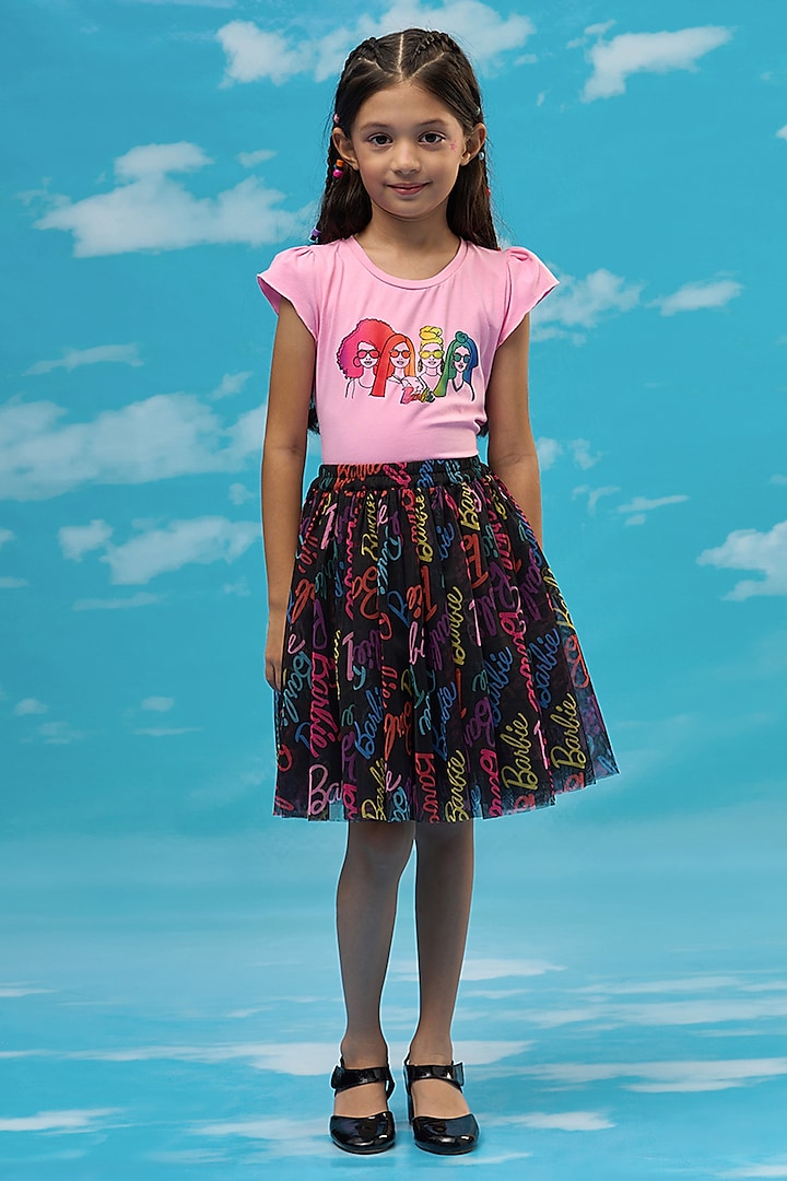 Pink Cotton Printed Co-Ord Set For Girls by Lil Drama at Pernia's Pop Up Shop