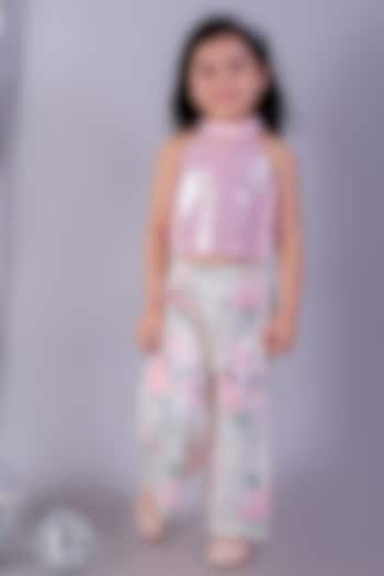 Pink Sequins & Polyester Co-Ord Set For Girls by Lil Drama at Pernia's Pop Up Shop