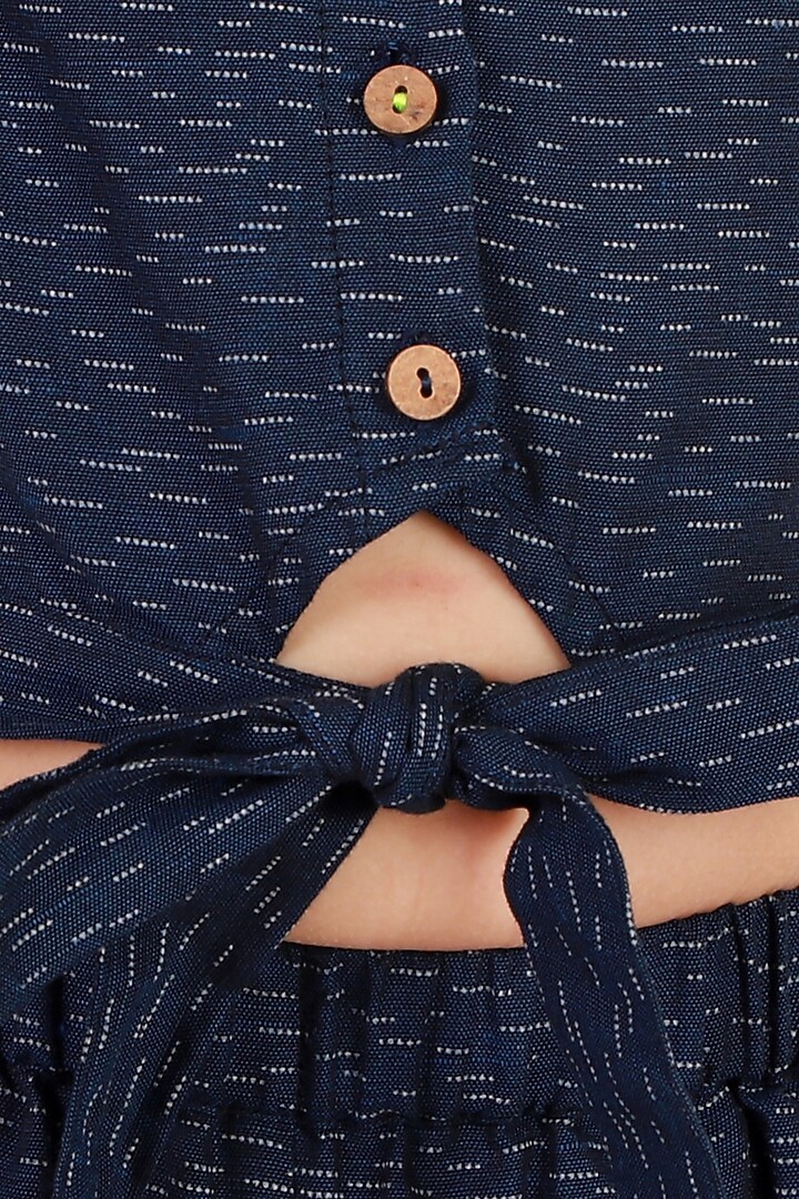 Navy Blue Printed Pant Set For Girls by Lil Drama at Pernia's Pop Up Shop