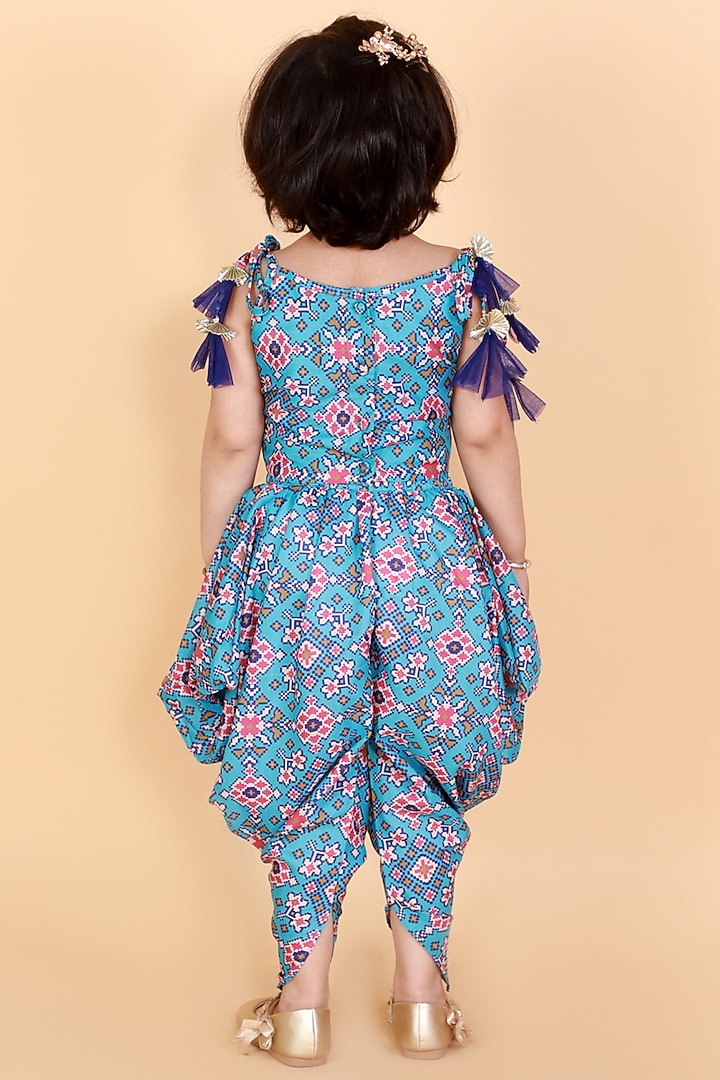 Blue Polyester Pant Set For Girls by Lil Drama at Pernia's Pop Up Shop