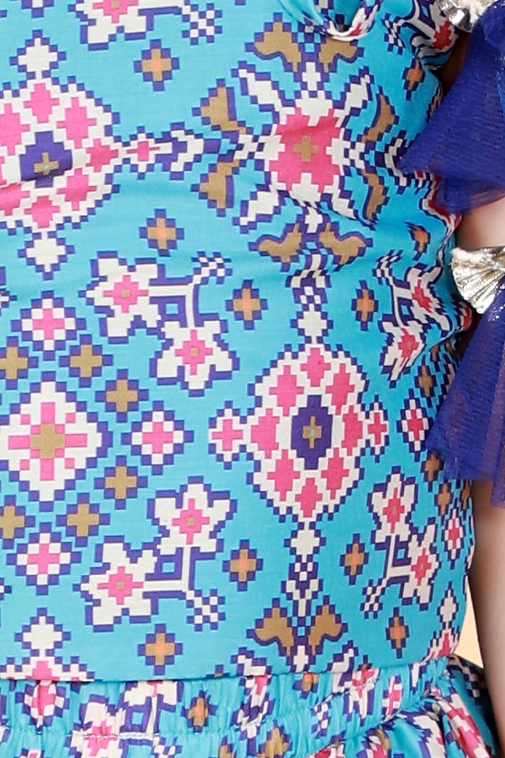 Blue Polyester Pant Set For Girls by Lil Drama at Pernia's Pop Up Shop