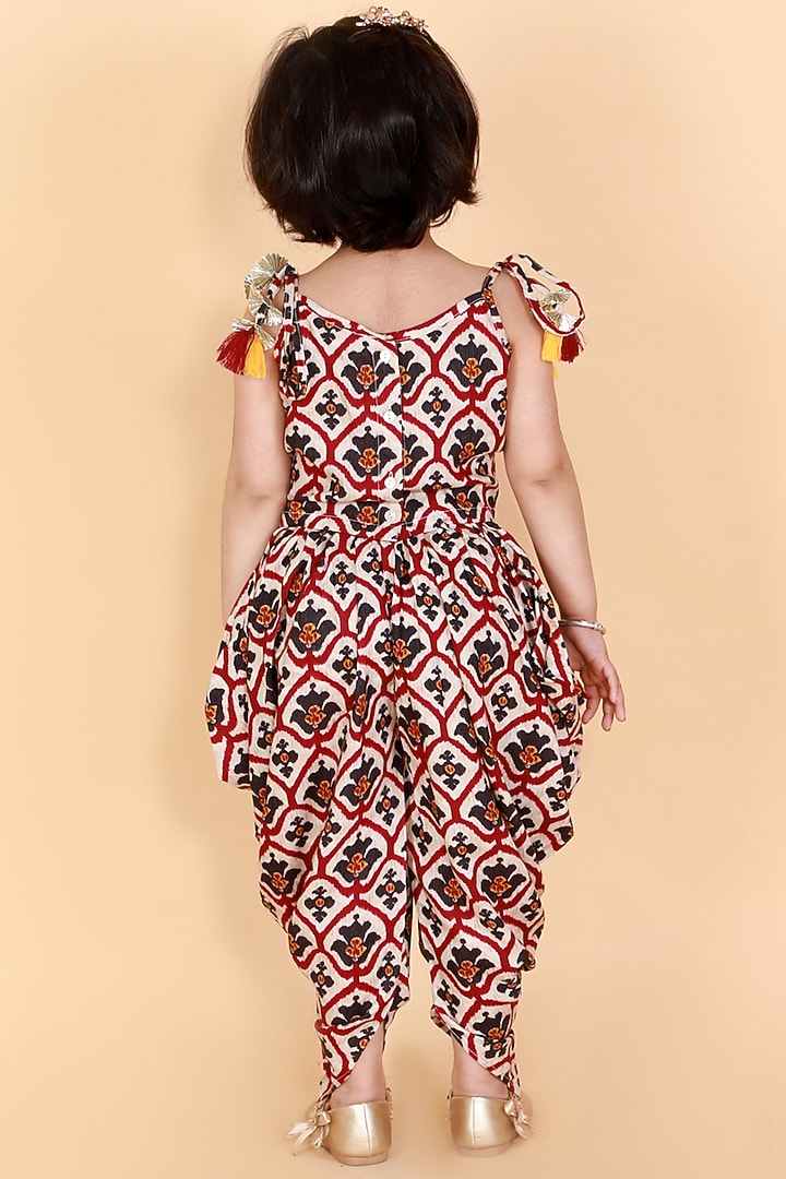 Brown Printed Pant Set For Girls by Lil Drama at Pernia's Pop Up Shop