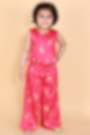 Pink Printed Pant Set For Girls by Lil Drama at Pernia's Pop Up Shop