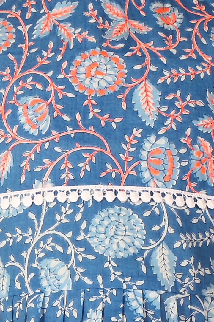 Light Blue Printed Pant Set For Girls by Lil Drama at Pernia's Pop Up Shop