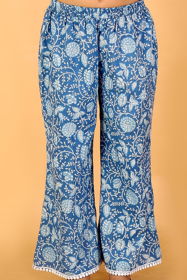 Light Blue Printed Pant Set For Girls by Lil Drama at Pernia's Pop Up Shop