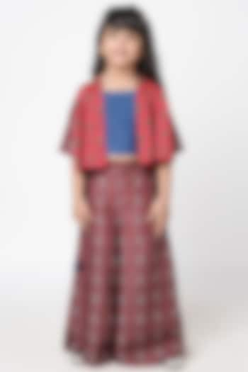 Red Polyester Palazzo Pant Set For Girls by Lil Drama at Pernia's Pop Up Shop