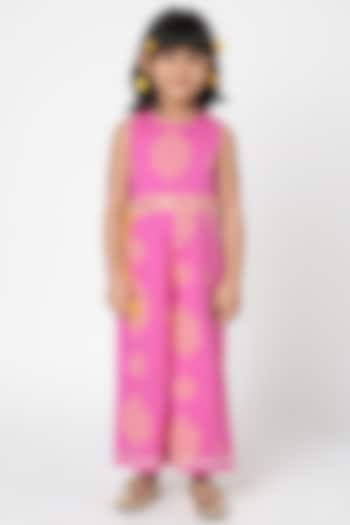 Pink Cotton Jumpsuit For Girls by Lil Drama
