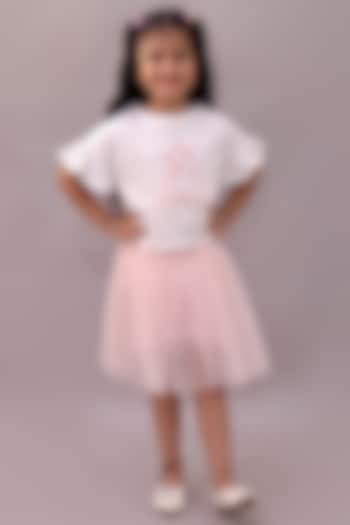 Pink & White Net Co-Ord Set For Girls by Lil Drama at Pernia's Pop Up Shop