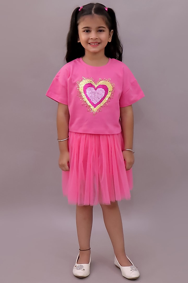Pink Net Co-Ord Set For Girls by Lil Drama at Pernia's Pop Up Shop