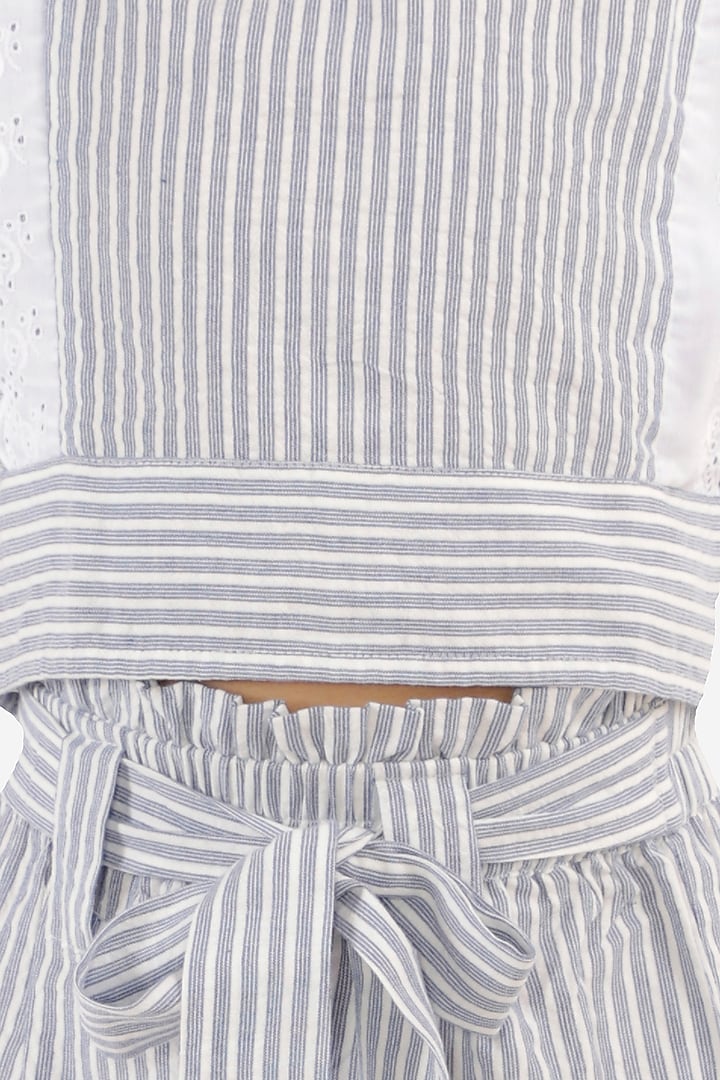 Grey & Off-White Striped Palazzo Pant Set For Girls by Lil Drama at Pernia's Pop Up Shop